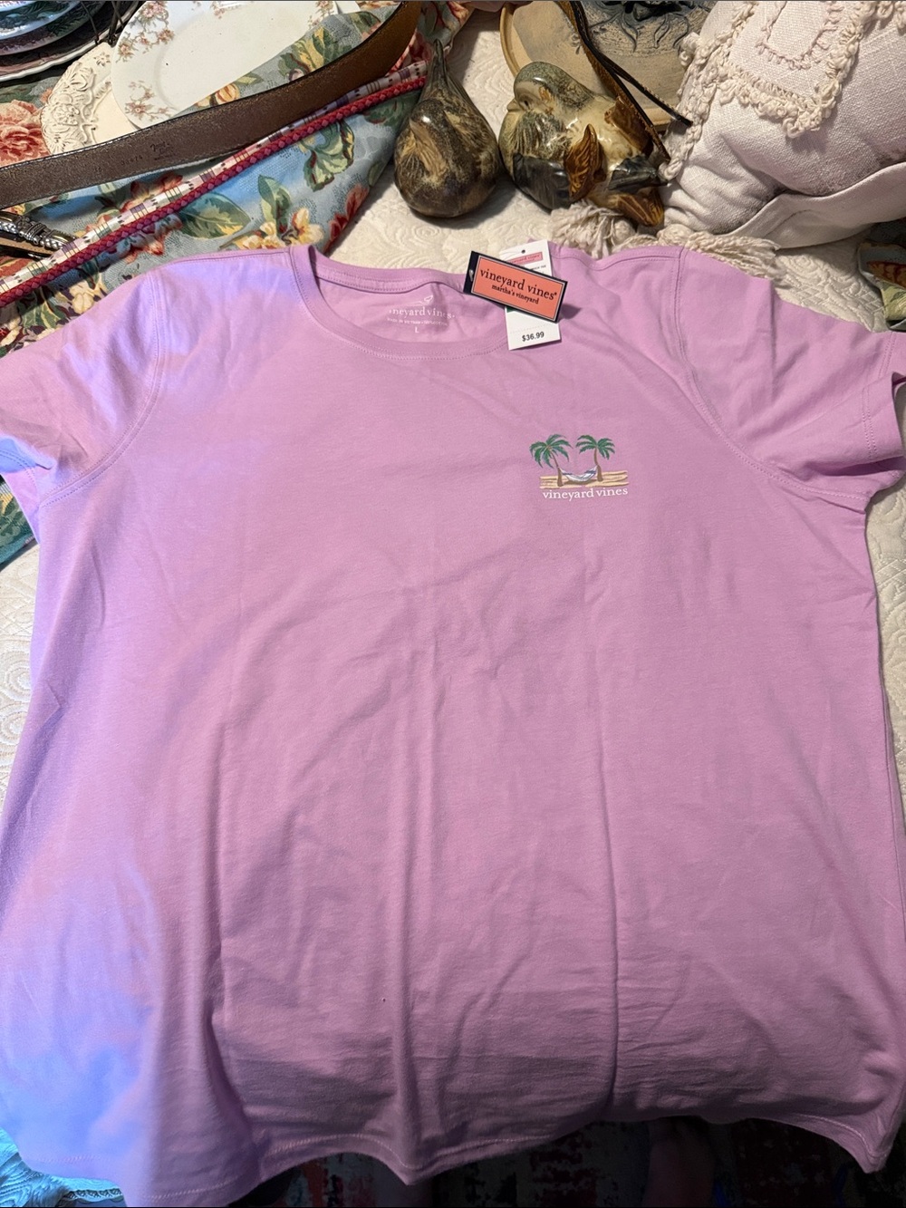 Vineyard Vines Girls Lilac Palm Logo Short Sleeve Tee